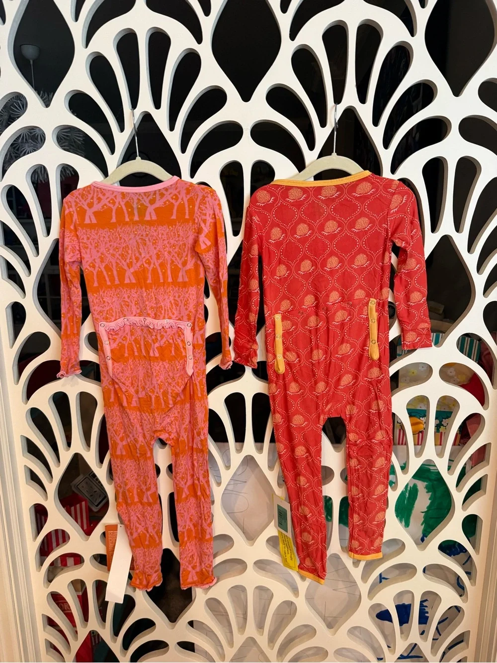 Kickee Pants Orange & Red Patterned One-Piece Footies